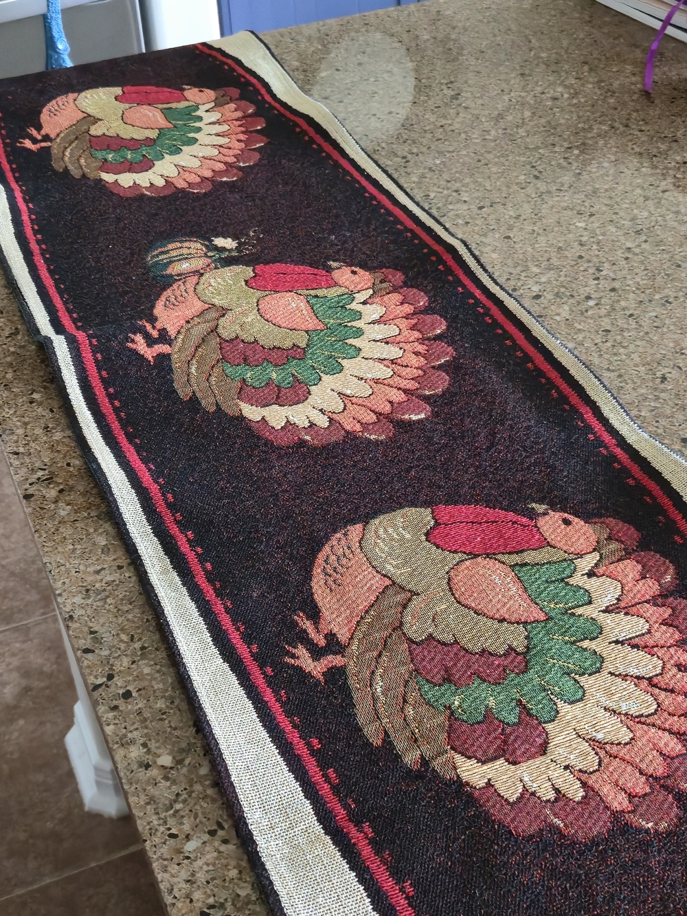 Thanksgiving Tapestry Table Runner Turkey Fall Decor